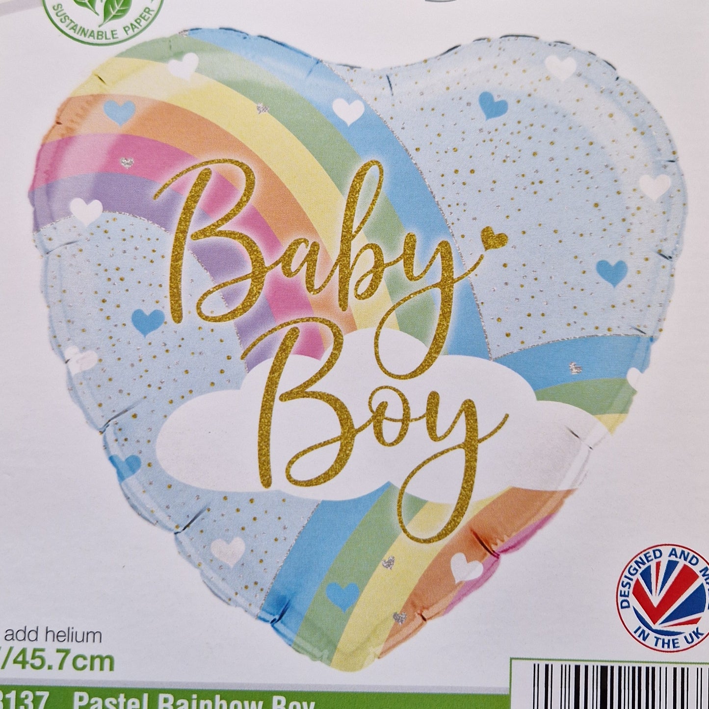 Baby Boy Heart Helium Balloon