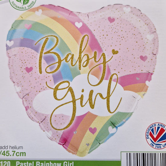 Baby Girl Heart Helium Balloon